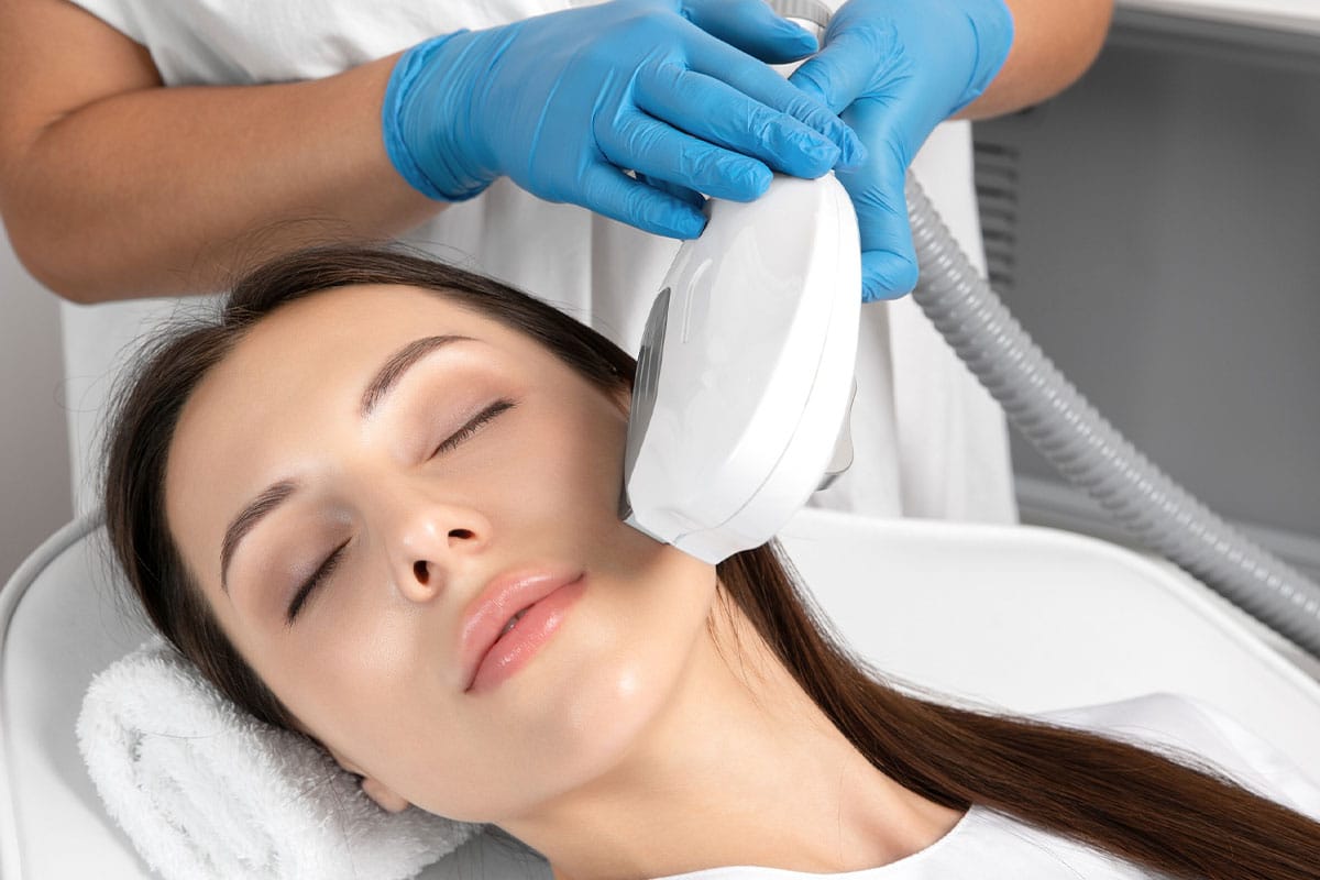 woman getting an IPL photofacial in Westford, MA
